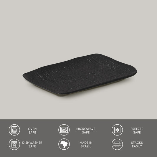 RECTANGULAR PLATTER JUTA STONEWARE Ø 7.08x5.51" MATTE BLACK