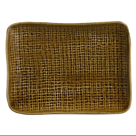 RECTANGULAR PLATTER JUTA STONEWARE Ø 7.08x5.51" AMBER