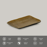RECTANGULAR PLATTER JUTA STONEWARE Ø 7.08x5.51" AMBER
