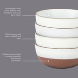 Gibson Elite William Crest 4 Piece Cereal Bowl Set, 6.25” Round Stoneware Bowls, Reactive Glaze Finish, Soup, Dessert & Snack Bowls, Microwave & Dishwasher Safe
