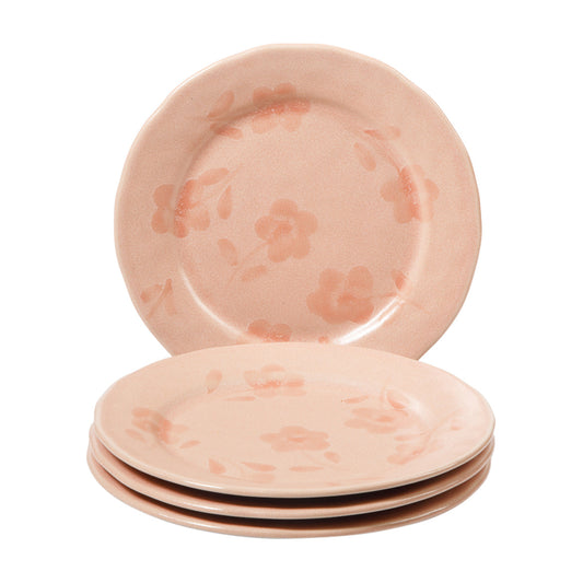 Bloomhouse - 2 Time Oprah's Favorite Things - Made in Portugal Hand Painted 8.6 Inch Salad Plates Set of 4 - Porto Petals Floral Dessert Dish Set - Lilly Cream