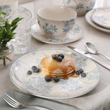 Gibson Home Admiral Hall 12-Piece Matte Stoneware Dinnerware Set – Dinner Plates, Salad Plates & Bowls with Pink Floral Pattern, Durable Everyday Dish Set, Microwave & Dishwasher Safe