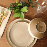 Gibson Elite Octavia Place 16 Piece Stoneware Dinnerware Set, Service for 4, Coupe Modern Plates & Bowls, Reactive Glaze Finish, Green, Microwave & Dishwasher Safe