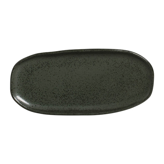 SHALLOW OVAL PLATTER ORGANIC STONEWARE Ø 9.06x4.33" GREENERY