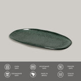 SHALLOW OVAL PLATTER ORGANIC STONEWARE Ø 9.06x4.33" GREENERY
