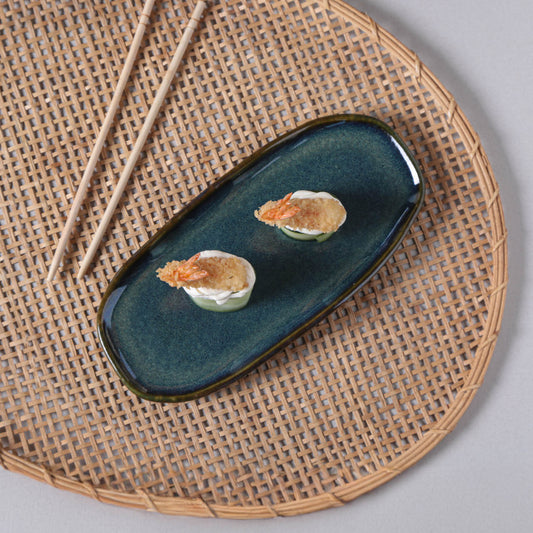 SHALLOW OVAL PLATTER ORGANIC STONEWARE Ø 9.06x4.33" OCEANO