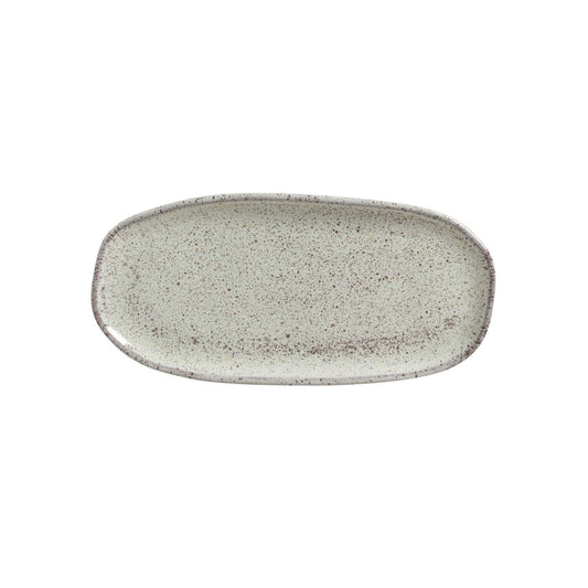 SHALLOW OVAL PLATTER ORGANIC STONEWARE Ø 9.06x4.33" PISTACHE