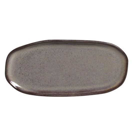 SHALLOW OVAL PLATTER ORGANIC STONEWARE Ø 9.06x4.33" TOURMALINE