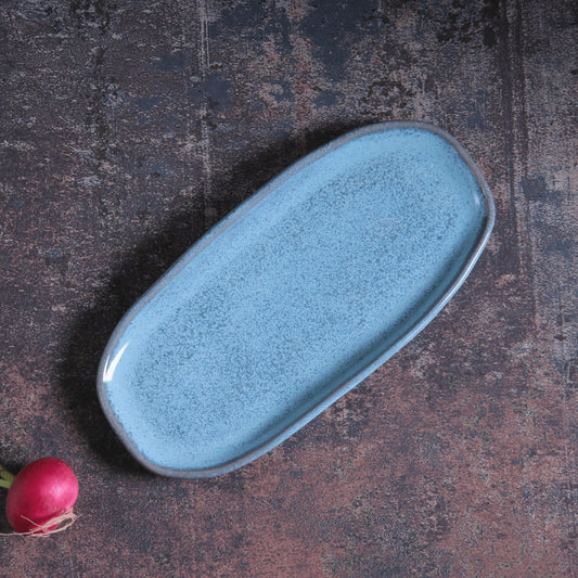 SHALLOW OVAL PLATTER ORGANIC STONEWARE Ø 9.06x4.33" BREEZE