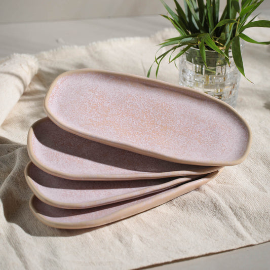 SHALLOW OVAL PLATTER ORGANIC STONEWARE Ø 9.06x4.33" LITCHI