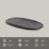 SHALLOW OVAL PLATTER ORGANIC STONEWARE Ø 9.06x4.33" TITANIUM