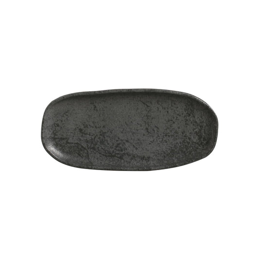 SHALLOW OVAL PLATTER ORGANIC STONEWARE Ø 9.06x4.33" CHROMIUM