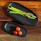 SHALLOW OVAL PLATTER ORGANIC STONEWARE Ø 9.06x4.33" MATTE BLACK