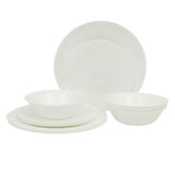 Gibson Home Vanilla Hills 12-Piece Opal Glass Dinnerware Set, Service for 4 – Includes 10" Dinner Plates, 8.5" Salad Plates & Bowls – Microwave Safe, Dishwasher Safe, Chip Resistant – White, Round