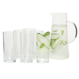 Gibson Home Boozy Brunch 7 Piece Glass Pitcher & Tumbler Set – 1.5L Pitcher with Six 13–14oz Tumblers, Everyday Beverage & Entertaining Drinkware Set, Dishwasher Safe
