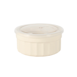 Martha Stewart Broadbrook 6 Piece Stoneware Meal Prep Container Set with Lids, Rectangular/Round Food Storage & Bakeware, Cream, Oven, Microwave & Dishwasher Safe