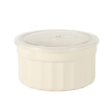 Martha Stewart Broadbrook 6 Piece Stoneware Meal Prep Container Set with Lids, Rectangular/Round Food Storage & Bakeware, Cream, Oven, Microwave & Dishwasher Safe