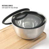 Calphalon Orbit 3 Piece Mixing Bowl Set W/ Glass Lids and Silicone Nonslip Base