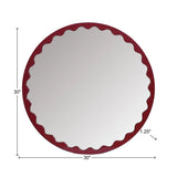Santosh Round Glossy Burgundy Scalloped Mirror