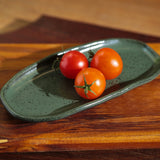 SHALLOW OVAL PLATTER ORGANIC STONEWARE Ø 6.5x3.15" GREENERY