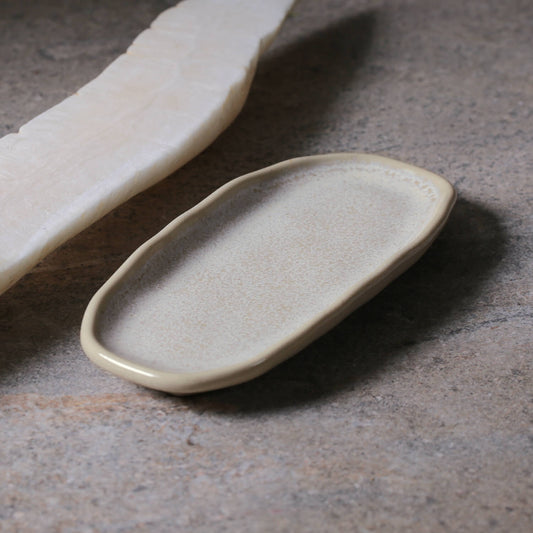 SHALLOW OVAL PLATTER ORGANIC STONEWARE Ø 6.5x3.15" LATTE