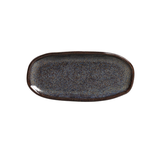 SHALLOW OVAL PLATTER ORGANIC STONEWARE Ø 6.5x3.15" TITANIUM