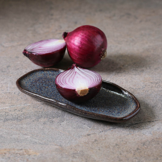 SHALLOW OVAL PLATTER ORGANIC STONEWARE Ø 6.5x3.15" TITANIUM