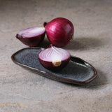 SHALLOW OVAL PLATTER ORGANIC STONEWARE Ø 6.5x3.15" TITANIUM