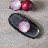 SHALLOW OVAL PLATTER ORGANIC STONEWARE Ø 6.5x3.15" TITANIUM