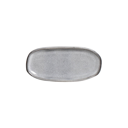 SHALLOW OVAL PLATTER ORGANIC STONEWARE Ø 6.5x3.15" DUST
