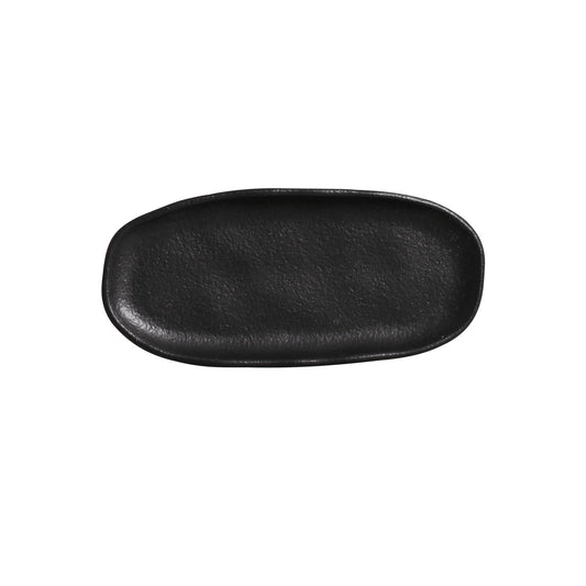 SHALLOW OVAL PLATTER ORGANIC STONEWARE Ø 6.5x3.15" MATTE BLACK