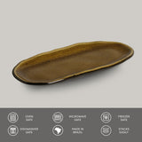 SHALLOW OVAL PLATTER ORGANIC STONEWARE Ø 6.5x3.15" AMBER