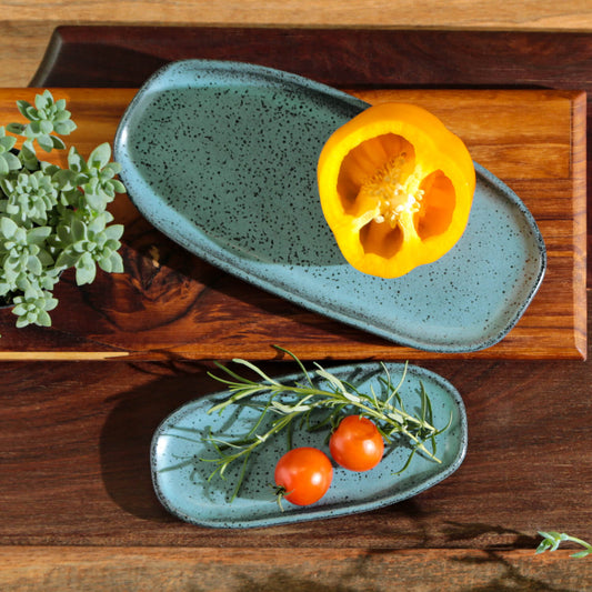 SHALLOW OVAL PLATTER ORGANIC STONEWARE Ø 6.5x3.15" NIGHT SKY