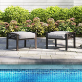 All-Weather Iron Frame Outdoor Ottoman with Cushion