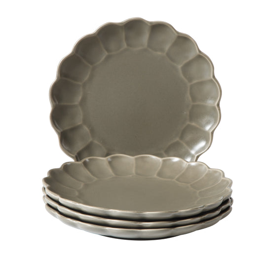 Bloomhouse Dinner Plates Set of 4, 10.75 Inch Stoneware Plates, Reactive Glaze, 2-Time Oprah's Favorite Things, Dishwasher & Microwave Safe, Grey