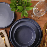 Gibson Elite Bayou Moon Plates and Bowls Sets, 16-Piece Matte Stoneware Dinnerware Sets, Solid Color Reactive Glaze Dish Set, Service for 4