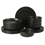 Gibson Elite Bayou Moon Plates and Bowls Sets, 16-Piece Matte Stoneware Dinnerware Sets, Solid Color Reactive Glaze Dish Set, Service for 4