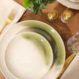 Gibson Elite Crescenton Plates and Bowls Sets, 12-Piece Stoneware Dinnerware Sets, Round Reactive Glaze Dish Set, Service for 4