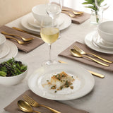 Gibson Home Caviara Plates and Bowls Set, 12-Piece Dinnerware Set, White Round Beaded Rim Porcelain Dish Set, Dinner Plates, Salad Plates & Cereal Bowls