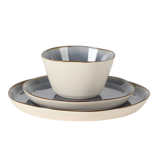 Gibson Elite Algeria River Plates and Bowls Sets, 12-Piece Stoneware Dinnerware Sets, Reactive Glaze Dish Set