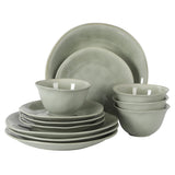 Gibson Elite Port Barton Plates and Bowls Sets, 12-Piece Stoneware Dinnerware Sets, Reactive Glaze Dish Set, Service for 4