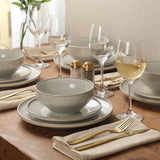 Gibson Elite White Sands Plates and Bowls Sets, 12-Piece Stoneware Dinnerware Sets, Reactive Glaze Dish Set, Service for 4