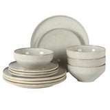 Gibson Elite White Sands Plates and Bowls Sets, 12-Piece Stoneware Dinnerware Sets, Reactive Glaze Dish Set, Service for 4