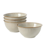 Gibson Elite Cereal Bowls Set of 4, 6-Inch Stoneware Soup Bowls, Reactive Glaze Ribbed Bowl Set