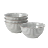 Gibson Elite Cereal Bowls Set of 4, 6-Inch Stoneware Soup Bowls, Reactive Glaze Ribbed Bowl Set