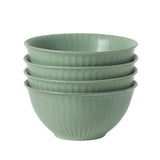 Gibson Elite Cereal Bowls Set of 4, 6-Inch Stoneware Soup Bowls, Reactive Glaze Ribbed Bowl Set