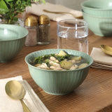 Gibson Elite Cereal Bowls Set of 4, 6-Inch Stoneware Soup Bowls, Reactive Glaze Ribbed Bowl Set