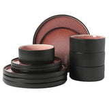 Gibson Elite Redrock Canyon 12-Piece New Bone China Dinnerware Set Service for 4, Reactive Glaze Plates and Bowls, Dishwasher Safe