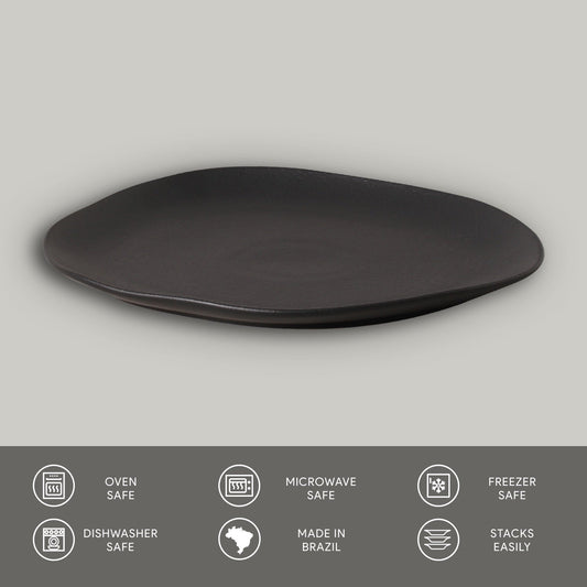 OVAL DINNER PLATE ORGANIC STONEWARE Ø 12.2" MATTE BLACK