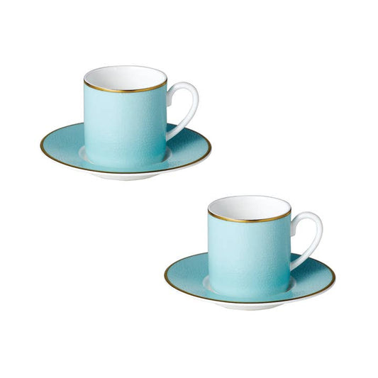 Charlotte 2 Espresso Cups & Saucers with 24K Gold